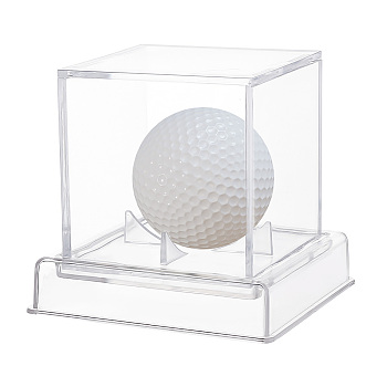 Square Transparent Acrylic Golf Ball Display Case, Dustproof Golf Ball Storage Holder with Base, Clear, Finish Product: 10.6x10.6x9.8cm, about 2pc/set