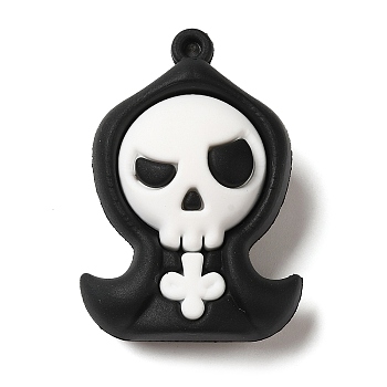 Hallowmas Theme PVC Plastic Pendants, Mixed Shapes, Skeleton, 48x33x17mm, Hole: 3mm