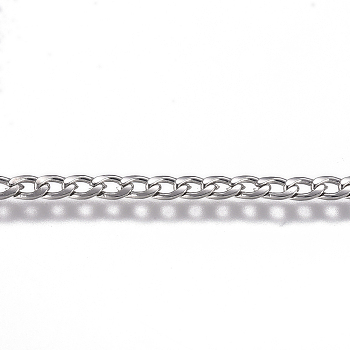 304 Stainless Steel Chain, Curb Chain, Twisted Chain, Unwelded, Stainless Steel Color, 3.5x2x0.8mm