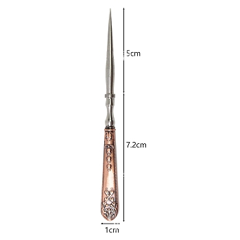 Zinc Alloy Awl Pricker Sewing Tool, for Punch Sewing Stitching Leather Craft, Red Copper, 12.2x2cm