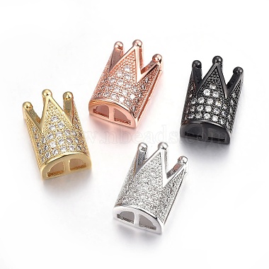 Mixed Color Clear Crown Brass+Cubic Zirconia Slide Charms