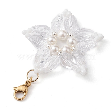 Christmas Snowflake Shell Pearl & Glass Pendant Decorations(HJEW-TA00185)-4