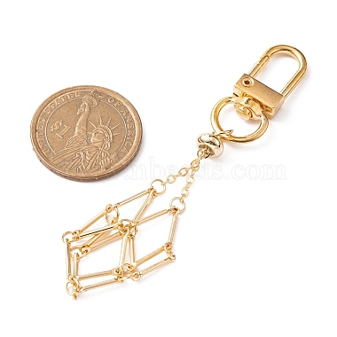 Brass Braided Chain Pouch Empty Stone Holder Pendant Decorations(HJEW-JM01241-01)-4
