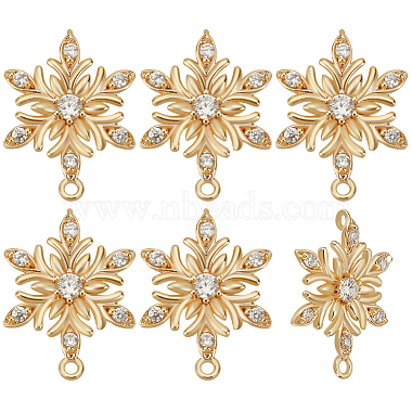 Real 18K Gold Plated Clear Flower Brass+Cubic Zirconia Links