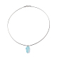 Natural Aquamarine Irregular Rough Nugget Pendant Necklace with 304 Stainless Steel Snake Chains(NJEW-JN04021)-6
