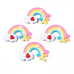 Handmade Polymer Clay Cabochons, Rainbow with Star, Colorful, 33~36x47~50x8mm(PORC-TD001-39C)