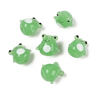 Handmade Lampwork Beads, Frog, Green, 14~16x14~16mm, Hole: 2mm(LAMP-A002-B02)