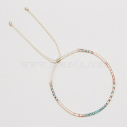 Glass Seed Braided Bead Bracelet, Adjustable Bracelet, Turquoise, No Size(CG0646-11)