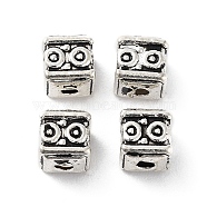 Tibetan Style Alloy Beads, Cadmium Free & Lead Free, Cube, Antique Silver, 4.5x4.5x5mm, Hole: 1.5mm(FIND-Q094-33AS)