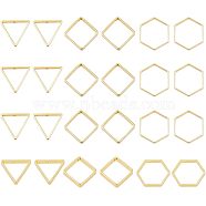 SUPERFINDINGS 24Pcs 3 Style Brass Linking Ring, Hexagon & Rhombus & Triangle, Real 18K Gold Plated, 15~20x17~20x3~4mm, 8pcs/style(KK-FH0005-06)