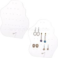 Acrylic Earring Display Stands, with Platinum Tone Iron Findings, Polygon, Clear, 19.2x7x20.8cm, Hole: 2~4.5mm(EDIS-WH0006-28C)