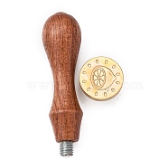 DIY Scrapbook, Brass Wax Seal Stamp and Wood Handle Sets, Lemon, Golden, 8.9x2.5cm, Stamps: 25x14.5mm(AJEW-WH0100-490)