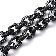 Spray Painted CCB Plastic Cable Chains, Oval, Black, 25.5x18x6mm, 39.37 inch(1m)/strand(AJEW-JB01046-01)