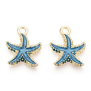 Alloy Enamel Pendants, Starfish/Sea Stars, Light Gold, Sky Blue, 17.5x14.5x2.5mm, Hole: 2mm
(X-PALLOY-T056-08A)