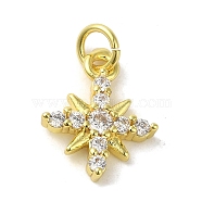 Brass Micro Pave Cubic Zirconia Charms, Real 18K Gold Plated, Star Charms, Clear, 14.5x11.5x2.5mm, Hole: 3mm(KK-M283-16A-01)