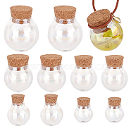 Elite 10Pcs 5 Style Iridescent Glass Dome Cover, Decorative Display Case, Cloche Bell Jar Terrarium with Cork Base, Round, Clear AB, 20~40x28~48.5mm, Inner Diameter: 11~21.5mm, 2pcs/style(AJEW-PH0004-88)