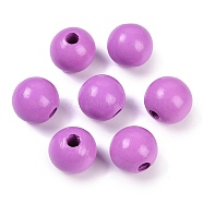 Spray Painted Wood European Beads, Large Hole Bead, Round, Medium Purple, 16x14.5mm, Hole: 4mm(WOOD-SZC0001-09C)