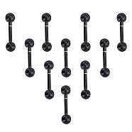 UNICRAFTALE 304 Stainless Steel Ball Stud Earrings, Barbell Cartilage Earrings, Electrophoresis Black, 13.5x3mm, Pin: 1mm, 24 pairs/box(EJEW-UN0001-49)