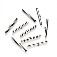 304 Stainless Steel Slide On End Clasp Tubes, Slider End Caps, Stainless Steel Color, 6x40x4mm, Hole: 3x1.5mm, Inner Diameter: 3mm(STAS-S115-01J-P)