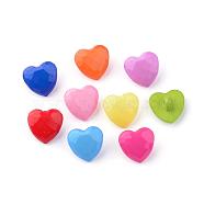 Acrylic Shank Buttons, Heart, Mixed Color, 13.5x14x7.5mm, Hole: 3mm(BUTT-S020-52)