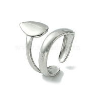 304 Stainless Steel Open Cuff Ring, Teardrop, Stainless Steel Color, US Size 7(17.3mm)(RJEW-L110-025P)