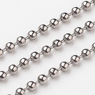 304 Stainless Steel Ball Chains, with Spool, Stainless Steel Color, 2mm(CHS-A002B-2.0mm)