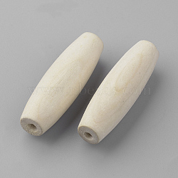 Unfinished Wood Beads, Natural Wooden Beads, Oval, Lead Free, PapayaWhip, 44~45x14mm, Hole: 4mm(X-WOOD-R253-18-LF)