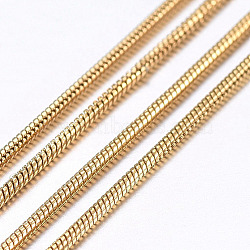 Handmade Ion Plating(IP) 304 Stainless Steel Round Snake Chains, Soldered, with Spool, Golden, 0.9mm, about 32.8 Feet(10m)/roll(STAS-P203-J01)