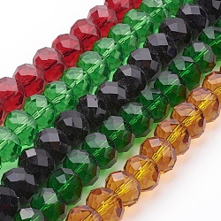 Handmade Glass Beads, Faceted Rondelle, Mixed Color, 12x8mm, Hole: 1mm, about 72pcs/strand(GR12mmY-M2)