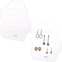 Acrylic Earring Display Stands, with Platinum Tone Iron Findings, Polygon, Clear, 19.2x7x20.8cm, Hole: 2~4.5mm(EDIS-WH0006-28C)