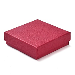 Square Cardboard Necklace Box, Jewelry Storage Case with Velvet Sponge Inside, for Necklaces, Cerise, 8.8x8.8x2.65cm(CBOX-Q038-02E)
