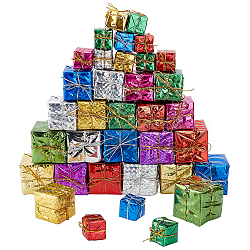 AHADERMAKER 6 Bag Christmas Theme Foam Laser Gift Box Pendant Decorations, for Christmas Tree Hanging Decorations, Mixed Color, 25.5~49x25.5~49x25.5~49mm(AJEW-GA0005-90)