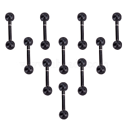 UNICRAFTALE 304 Stainless Steel Ball Stud Earrings, Barbell Cartilage Earrings, Electrophoresis Black, 13.5x3mm, Pin: 1mm, 24 pairs/box(EJEW-UN0001-49)