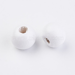 Natural Wood Beads, Dyed, Round, White, 8x7mm, Hole: 2~3mm(X-WOOD-Q030-58C)