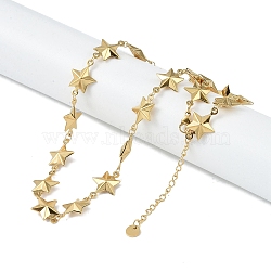 304 Stainless Steel Link Chain Necklaces, Real 18K Gold Plated, Star, Real 18K Gold Plated, 16.38 inch(41.6cm)(NJEW-U004-01G)