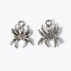 Alloy Pendants, Spider, Lead Free and Cadmium Free, Antique Silver, about 18mm long, 14mm wide, 3mm thick, hole: 2mm(EA8748Y)