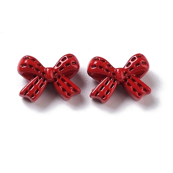Spray Painted Alloy Beads, Bowknot, Dark Red, 7.5x10x4.5mm, Hole: 1.6mm