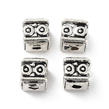 Tibetan Style Alloy Beads, Cadmium Free & Lead Free, Cube, Antique Silver, 4.5x4.5x5mm, Hole: 1.5mm