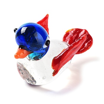 3D Duck Handmade Lampwork Display Decoration, for Home Decoration, Blue, 61x27x35mm