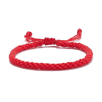 Nylon Braided Cord Bracelet, Adjustable Lucky Friendship Bracelet for Women, Red, Inner Diameter: 2~3 inch(5~7.5cm)