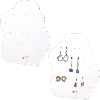 Acrylic Earring Display Stands, with Platinum Tone Iron Findings, Polygon, Clear, 19.2x7x20.8cm, Hole: 2~4.5mm