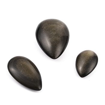 Natural Golden Sheen Obsidian Beads, Teardrop, 31.4~51x20.7~33.2x11.7~17.8mm