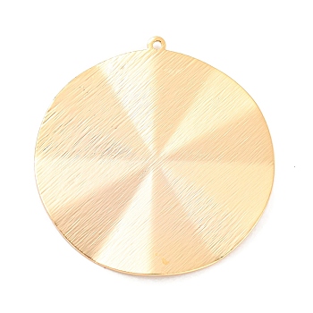 Rack Plating Brass Pendants, Flat Round Charm, Real 18K Gold Plated, 41x39x1mm, Hole: 1.4mm