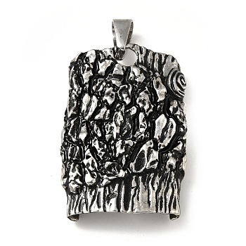 Vacuum Plating 304 Stainless Steel Big Pendants, Textured, Rectangle, Antique Silver, 51x33x8.5mm, Hole: 11x5.5mm