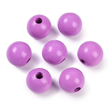 Spray Painted Wood European Beads, Large Hole Bead, Round, Medium Purple, 16x14.5mm, Hole: 4mm