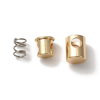 Rack Plating Brass Cord Locks, Cadmium Free & Lead Free, Long-Lasting Plated, Real 14K Gold Plated, 5x4.5mm