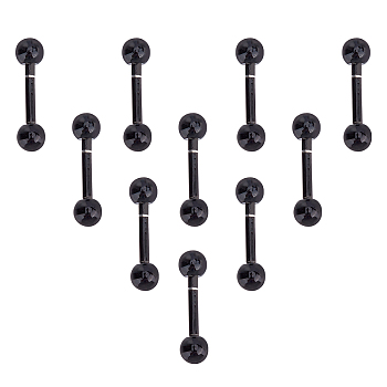 UNICRAFTALE 304 Stainless Steel Ball Stud Earrings, Barbell Cartilage Earrings, Electrophoresis Black, 13.5x3mm, Pin: 1mm, 24 pairs/box
