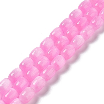 Natural Selenite Beads Strands, Dyed, Drum, Pearl Pink, 12x8mm, Hole: 1mm, about 32pcs/strand, 15.51~15.55 inch(39.4~39.5cm)