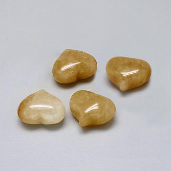 Natural Yellow Aventurine Heart Palm Stone, Pocket Stone for Energy Balancing Meditation, 20~21x25~25.5x13~14mm
