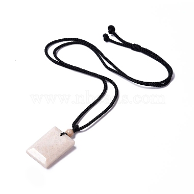 Dyed Natural Fossil Coral Rectangle Pendant Necklace for Women(NJEW-C002-02A)-2